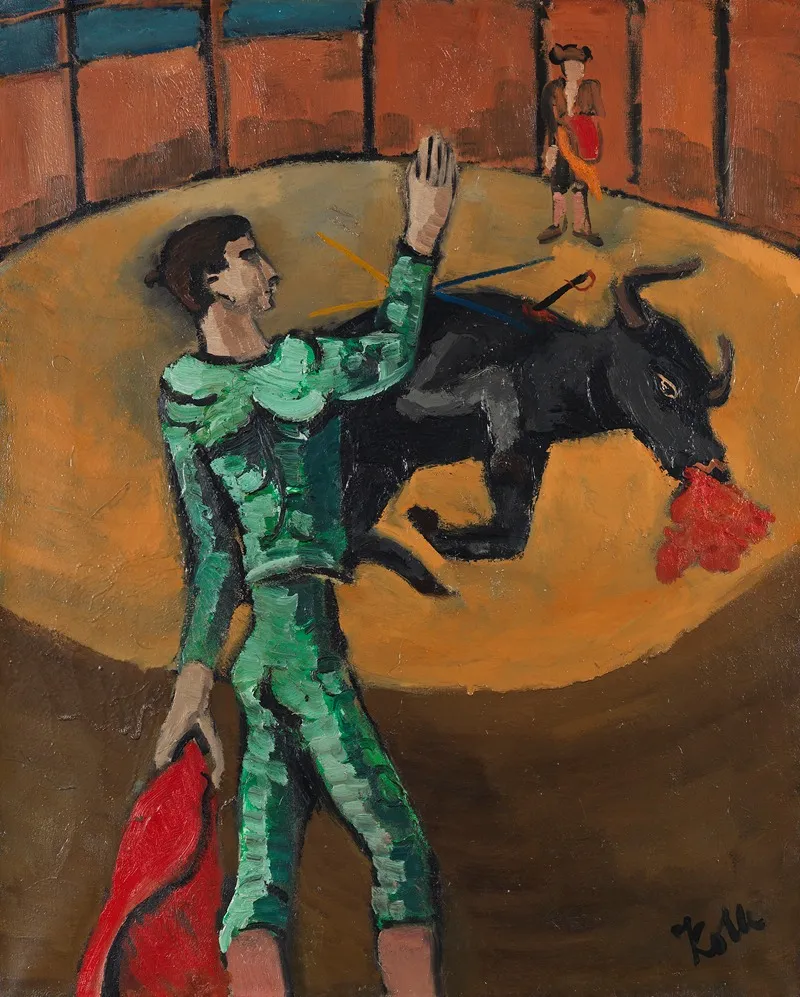 Arena Mit Stierkampfer Und Sterbendem Stier Tauromachie Iii