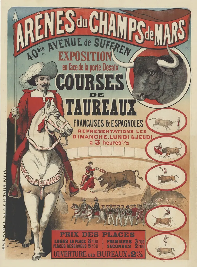 Arenes Du Champs De Mars 40 Bis Avenue De Suffren Courses De Taureaux Wall Art by Imp. Camis - High-Resolution Digital Print