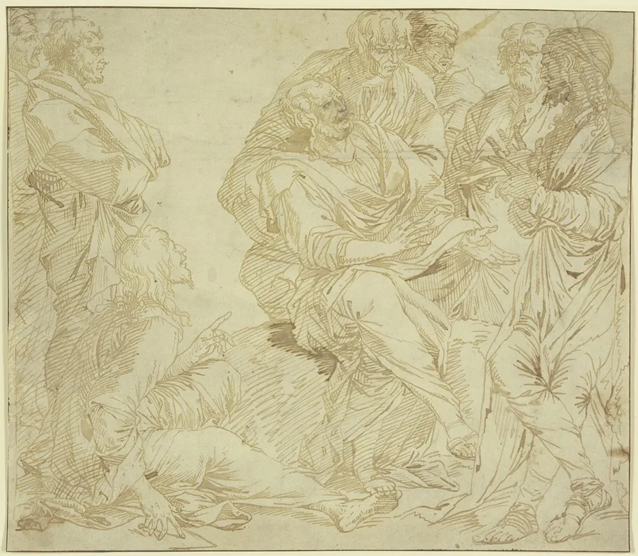 Arguing Philosphers Wall Art by Salvator Rosa - Canvas Print