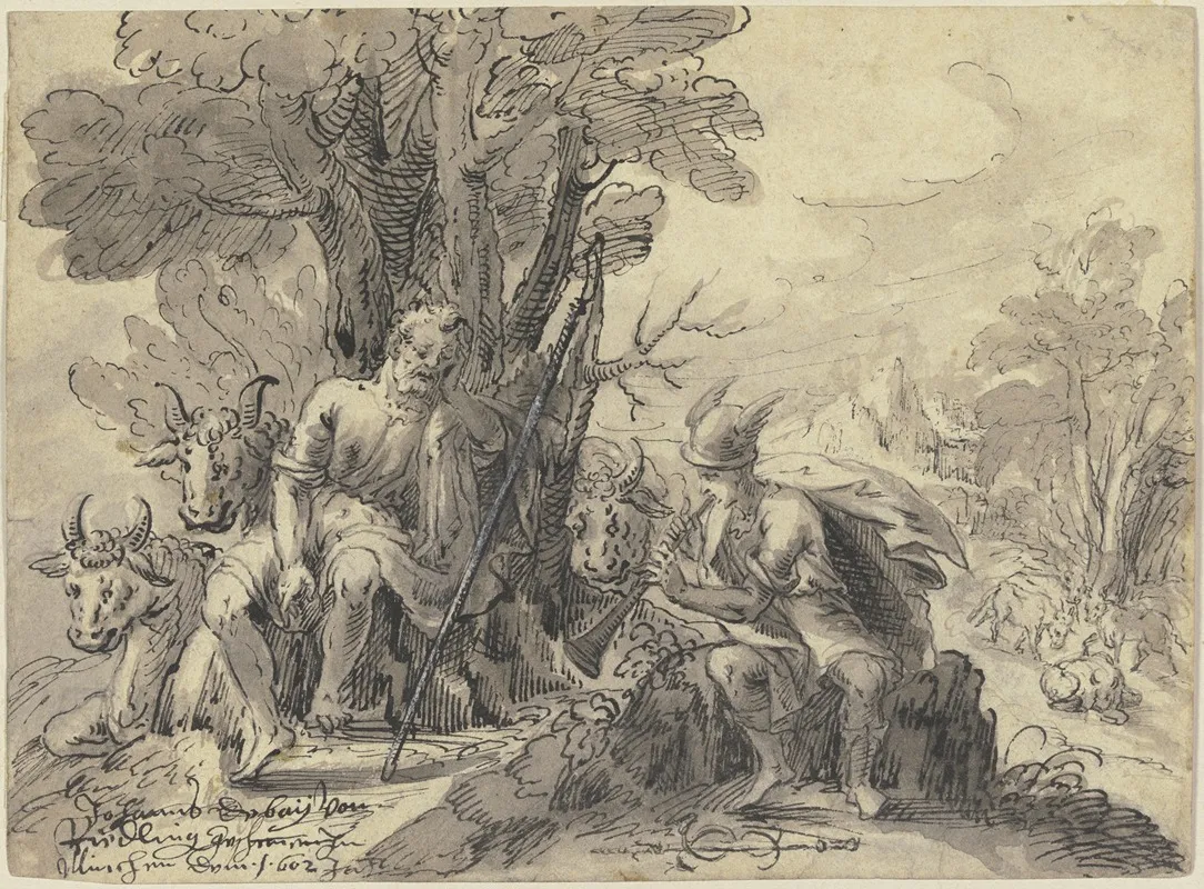 Argus Mit Seiner Herde Unter Einem Baum Sitzend Wall Art by Hans Depay - High-Resolution Digital Print