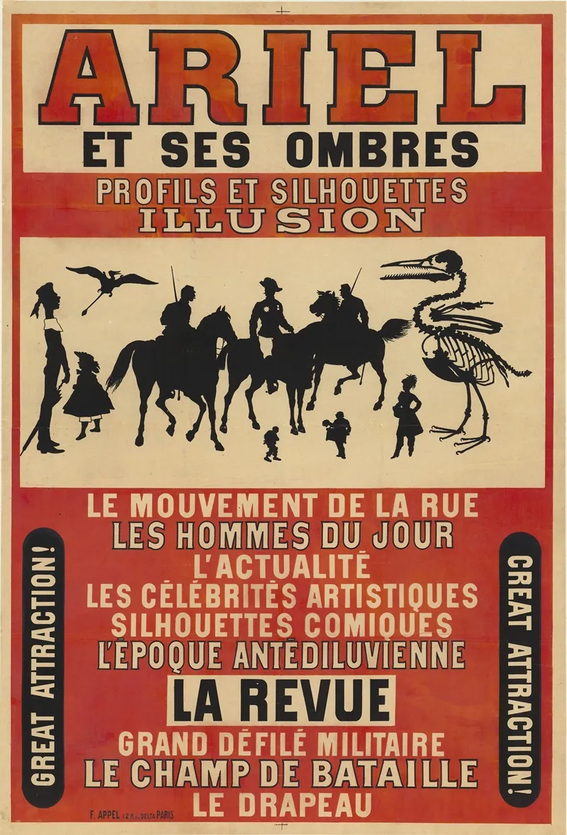 Ariel Et Ses Ombres Profils Et Silhouettes Illusion Wall Art by Lith. F. Appel - High-Resolution Digital Print