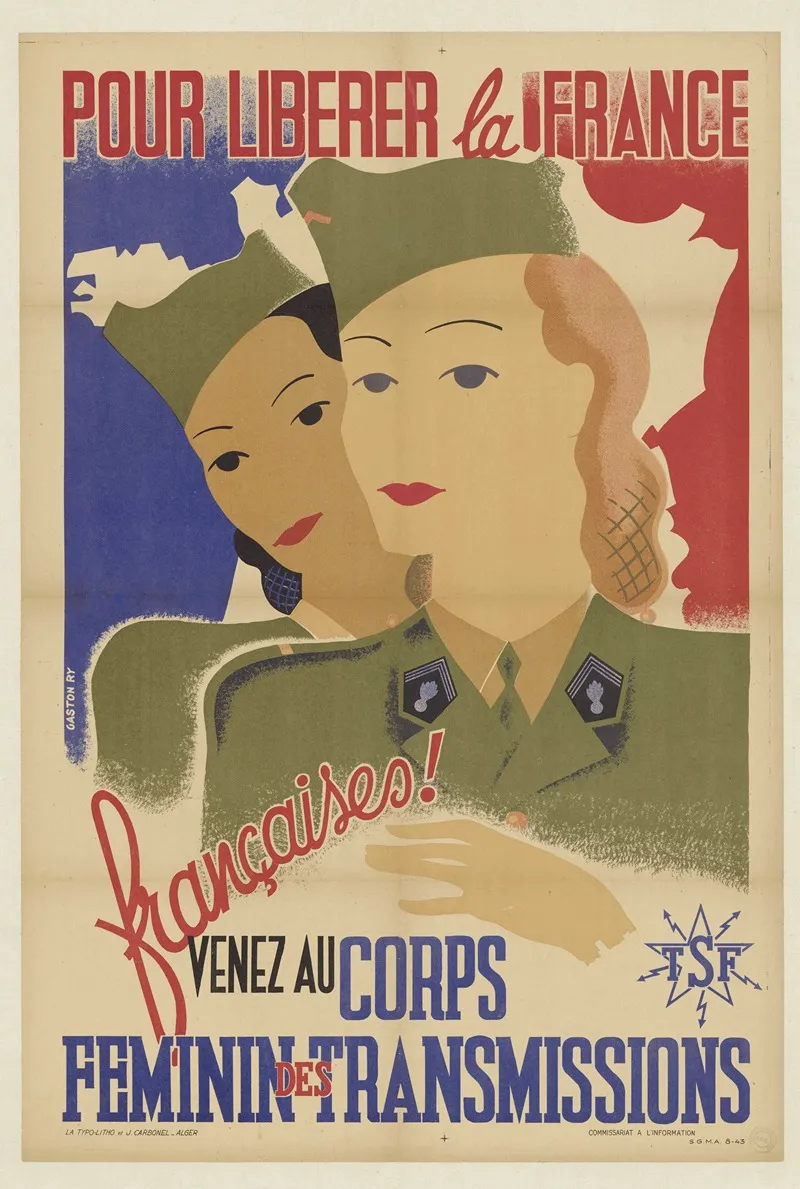 Armees Francaises De Liberation Affiches De Recrutement Corps Feminin Des Transmissions