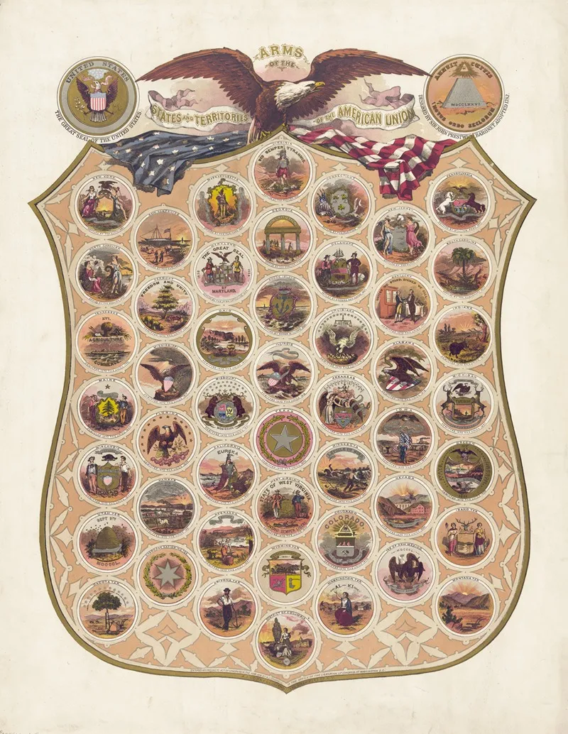 Arms Of The States And Territories Of The American Union Wall Art by A.J. Connell Litho. - High-Resolution Digital Print
