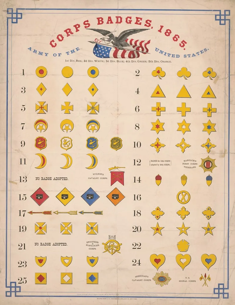 Army Of The United States Corps Badges 1865 Wall Art by Bootes & Gray - High-Resolution Digital Print