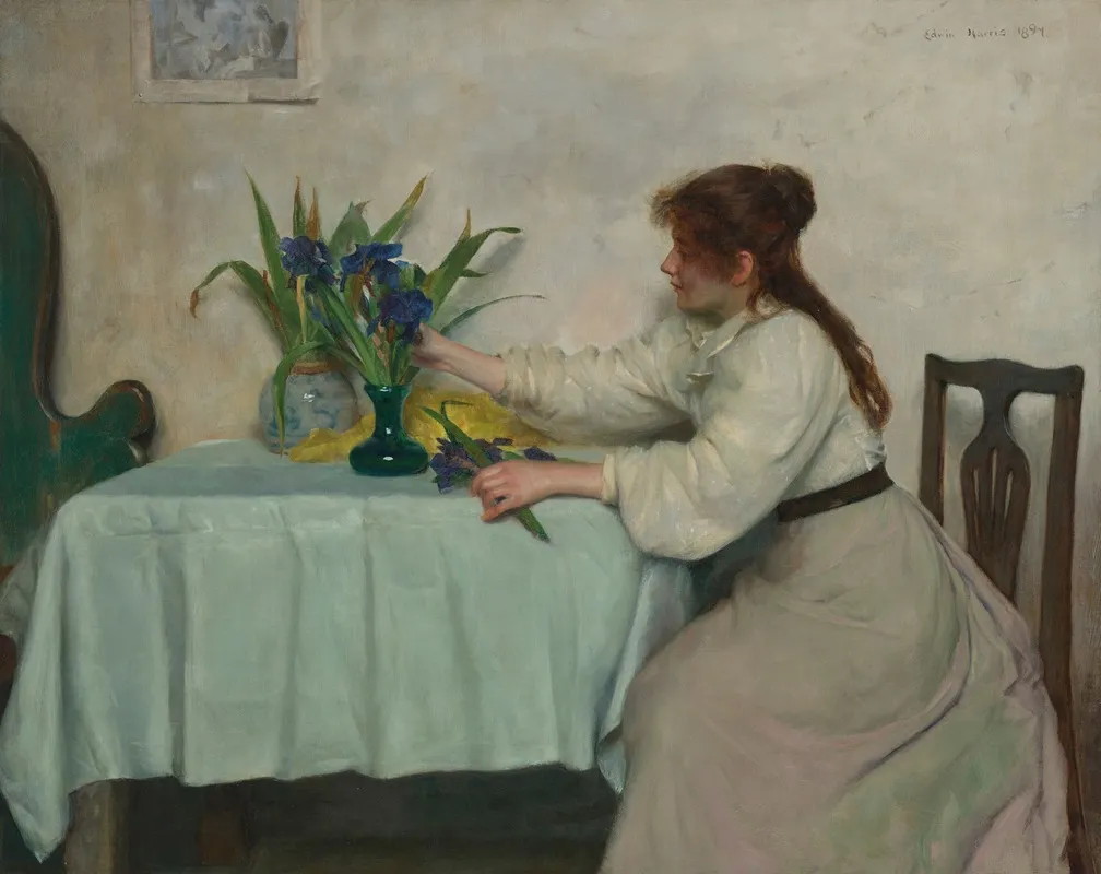 Arranging The Irises Wall Art by Edwin Harris - High-Resolution Digital Print