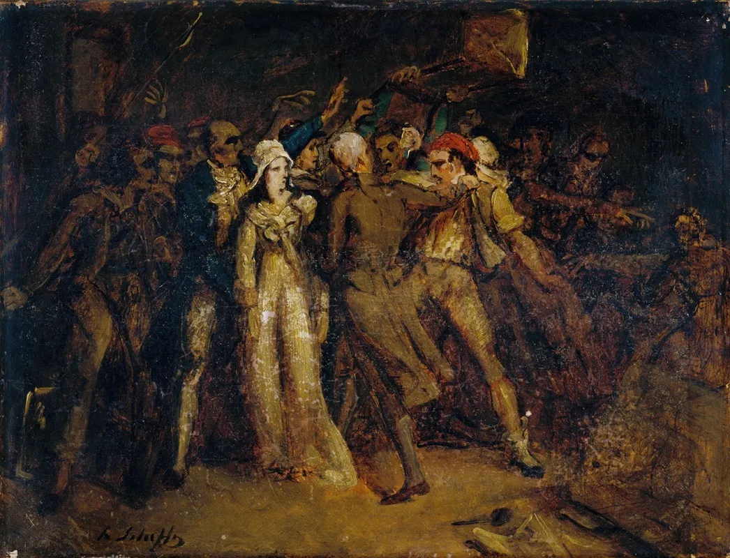 Arrestation De Charlotte Corday Wall Art by Hendrik Scheffer - High-Resolution Digital Print