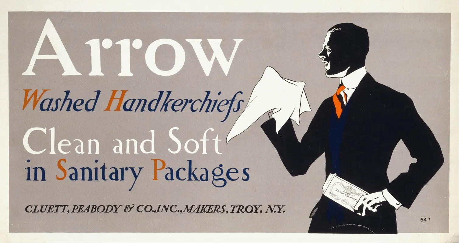 Arrow Washed Handkerchiefs Clean And Soft In Sanitary Packages Wall Art by Edward Penfield - High-Resolution Digital Print