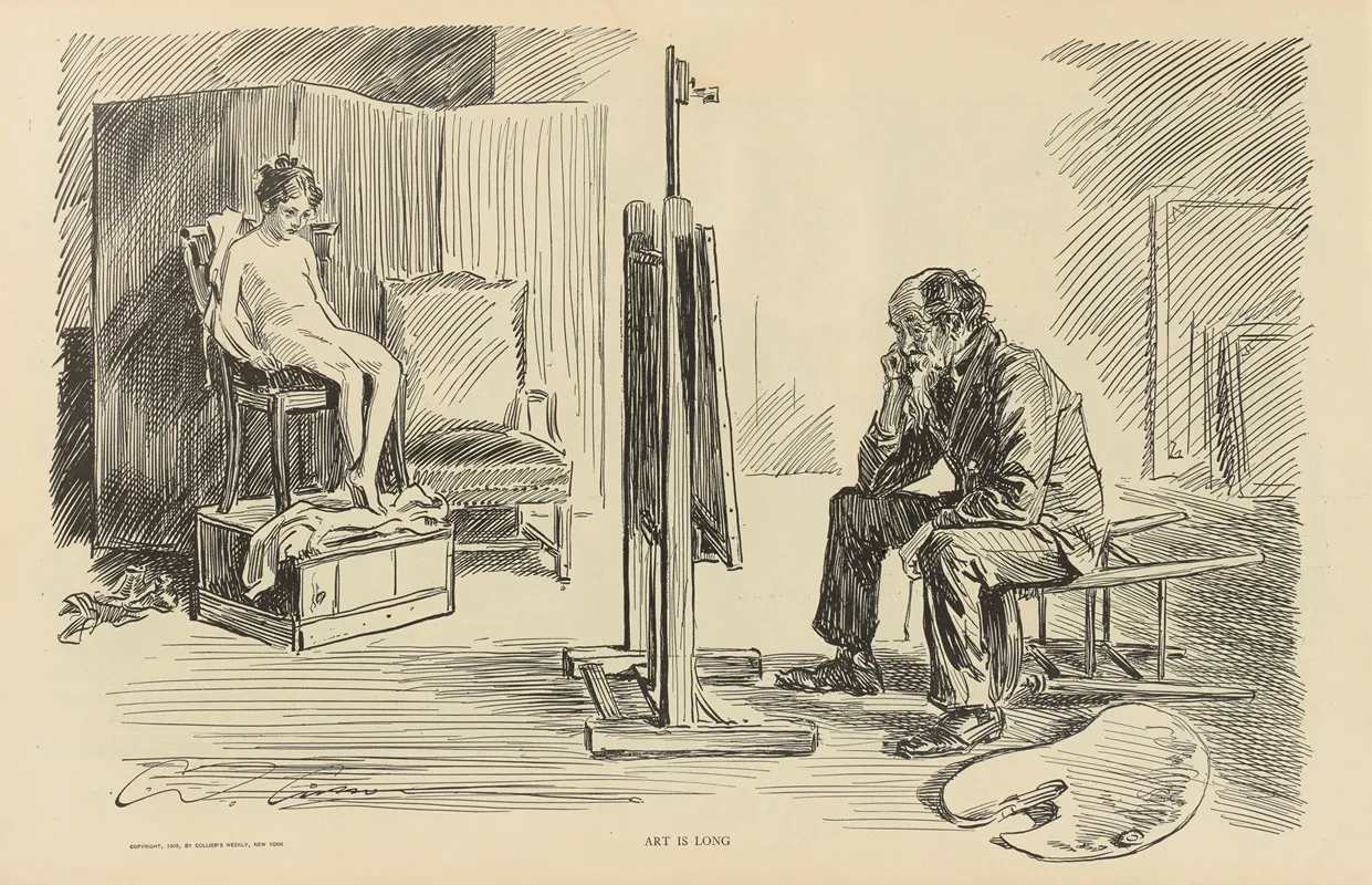 Art Is Long Wall Art by Charles Dana Gibson - High-Resolution Digital Print