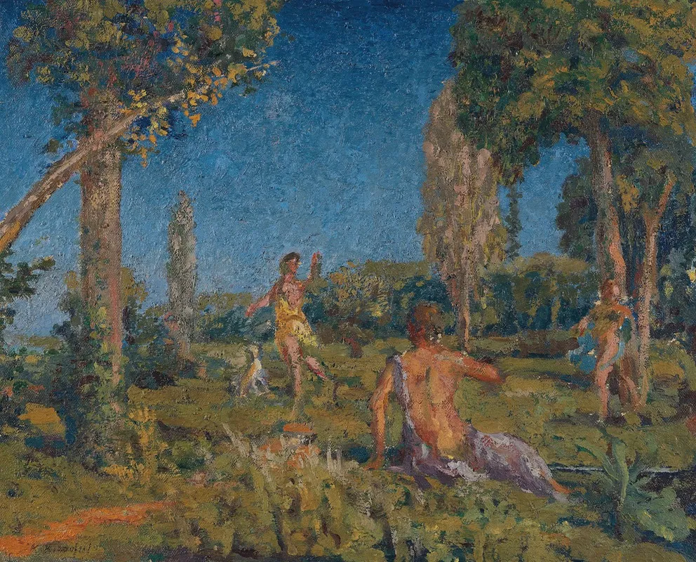 Artemis With A Dog And Two Companions At A Spring