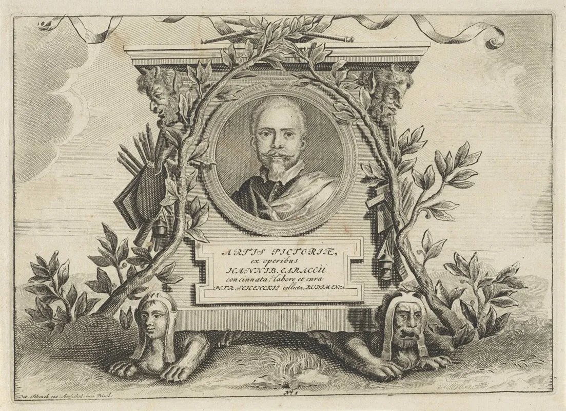 Artis Pictoriae Ex Aperibus Hannib Caraccii Con Cinnata Title Page Wall Art by Peter Schenk the Elder - High-Resolution Digital Print