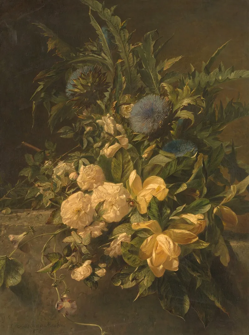 Artisjokken Rozen En Magnolias Wall Art by Adriana Johanna Haanen - High-Resolution Digital Print
