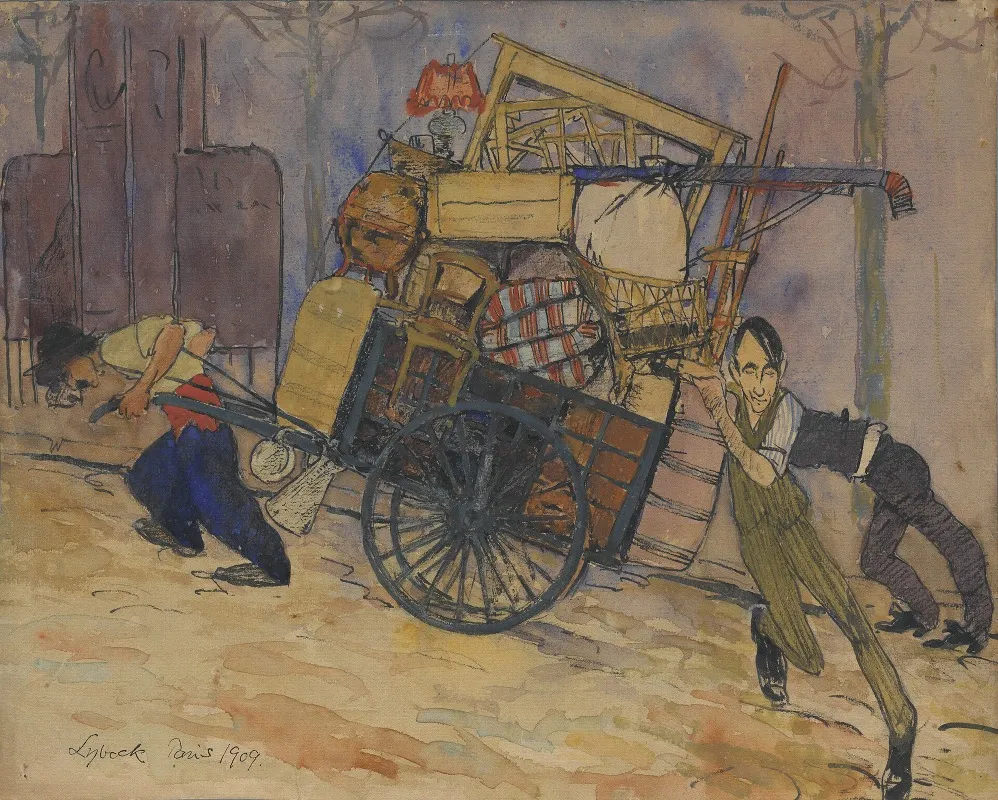 Artist Carl Frisendahls Move In Montparnasse Paris 2 Wall Art by Bertil Lybeck - High-Resolution Digital Print