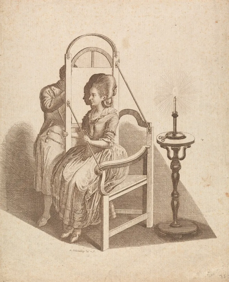 Artist Drawing A Womans Silhouette Wall Art by Johann Rudolph Schellenberg - High-Resolution Digital Print