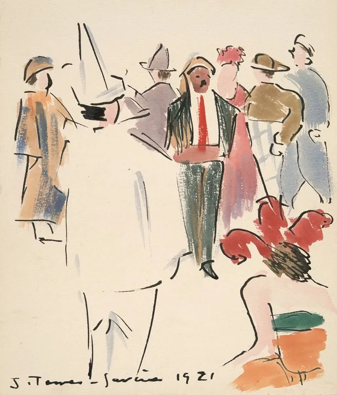 Artists Ball Pierrot And Figures Standing