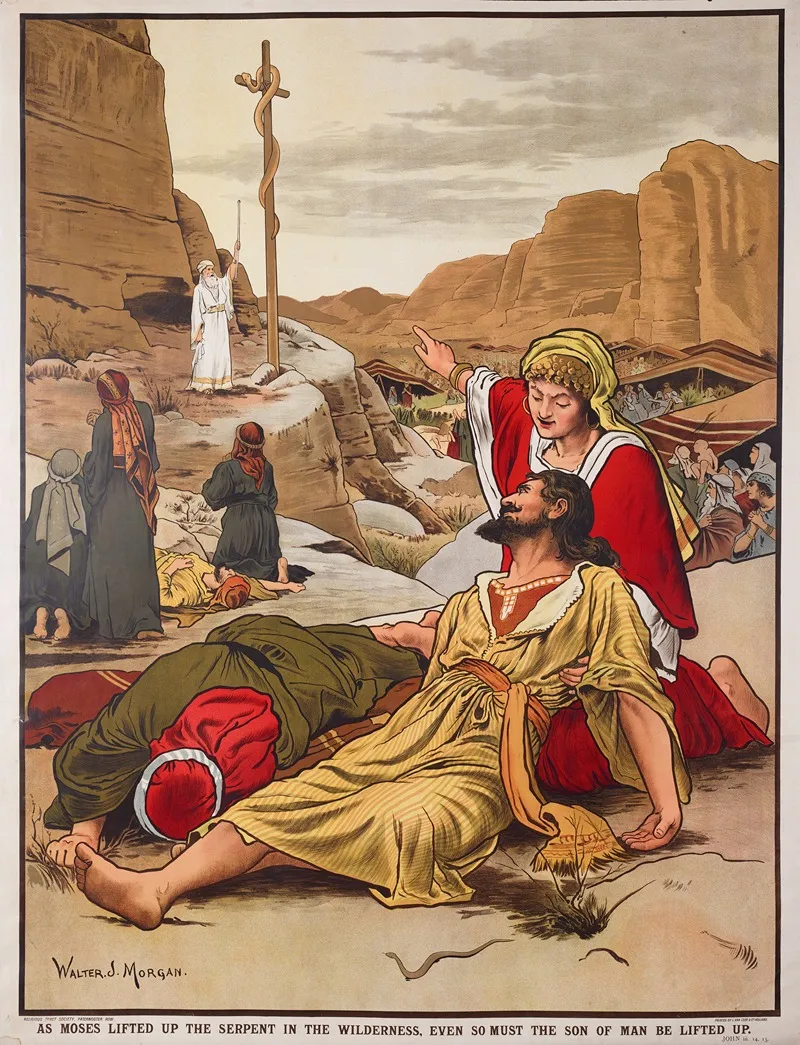 As Moses Lifted Up The Serpent In The Wilderness Even So Must The Son Of Man Be Lifted Up Wall Art by Walter Jenks Morgan - High-Resolution Digital Print