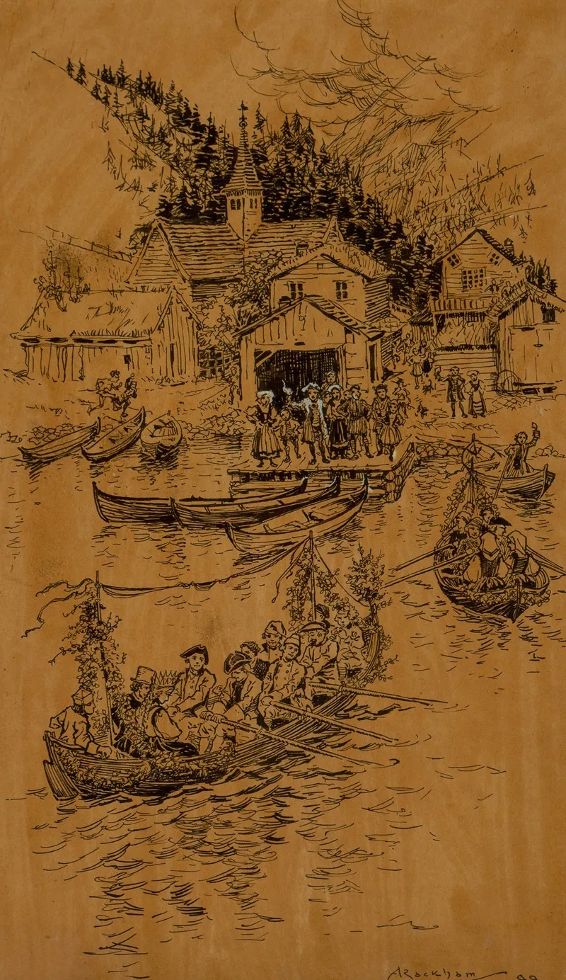 As Pretty A Boat Procession Wall Art by Arthur Rackham - High-Resolution Digital Print