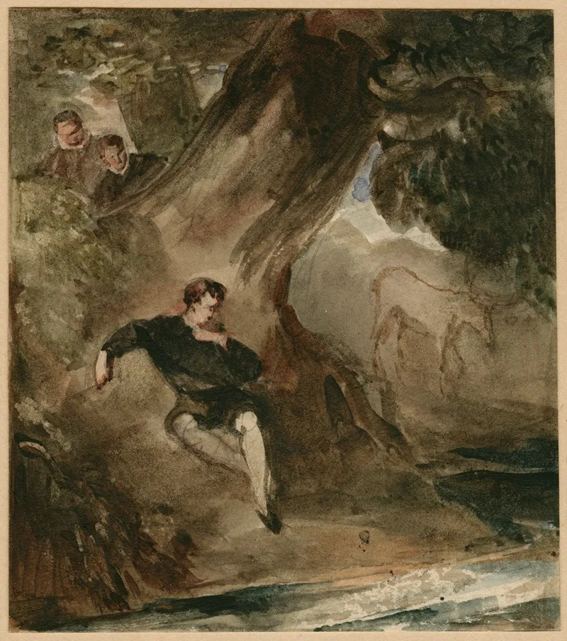 As You Like It Jaques Meditating On The Wounded Stag Act Ii Sc 1 Wall Art by James Stephanoff - High-Resolution Digital Print