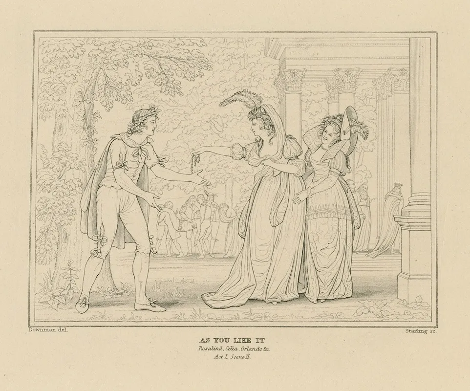 As You Like It Rosalind Celia Orlando C Act I Scene 2 Wall Art by William Francis Starling - High-Resolution Digital Print