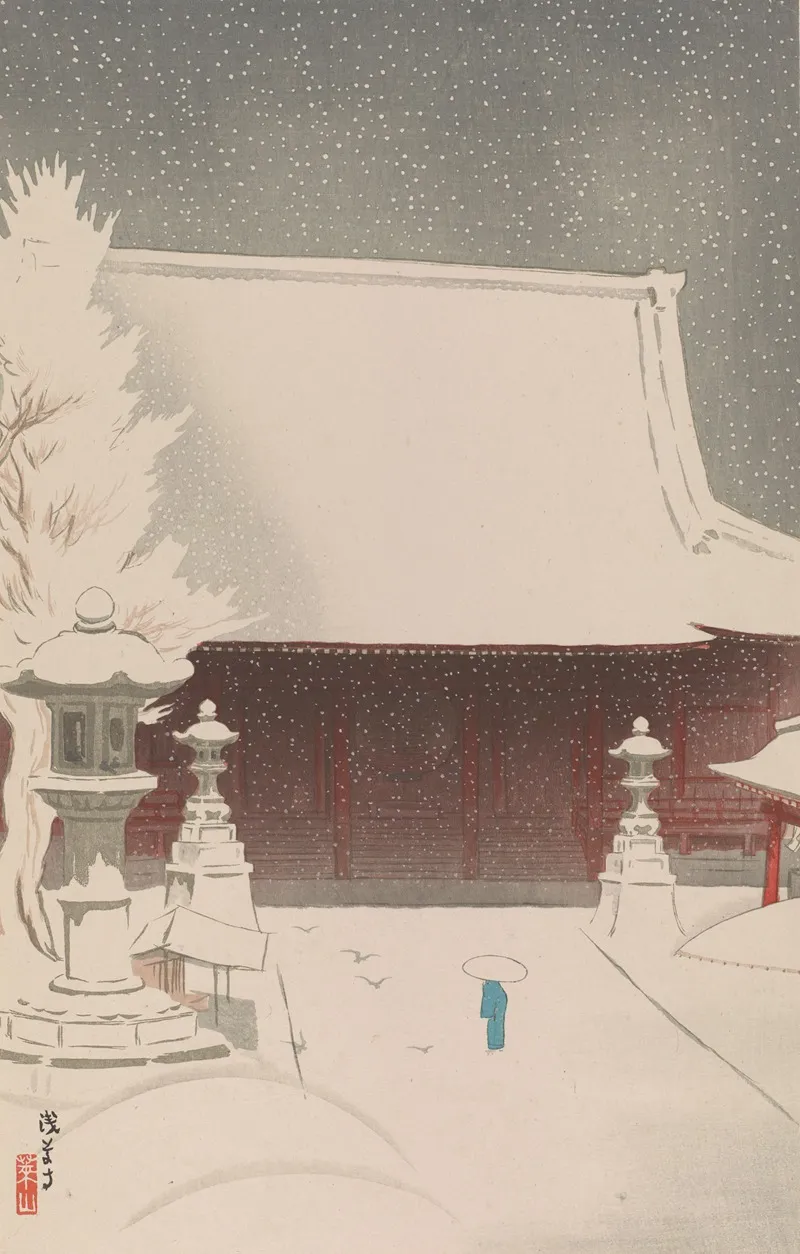 Asakusa Temple Wall Art by Negoro Raizan - High-Resolution Digital Print