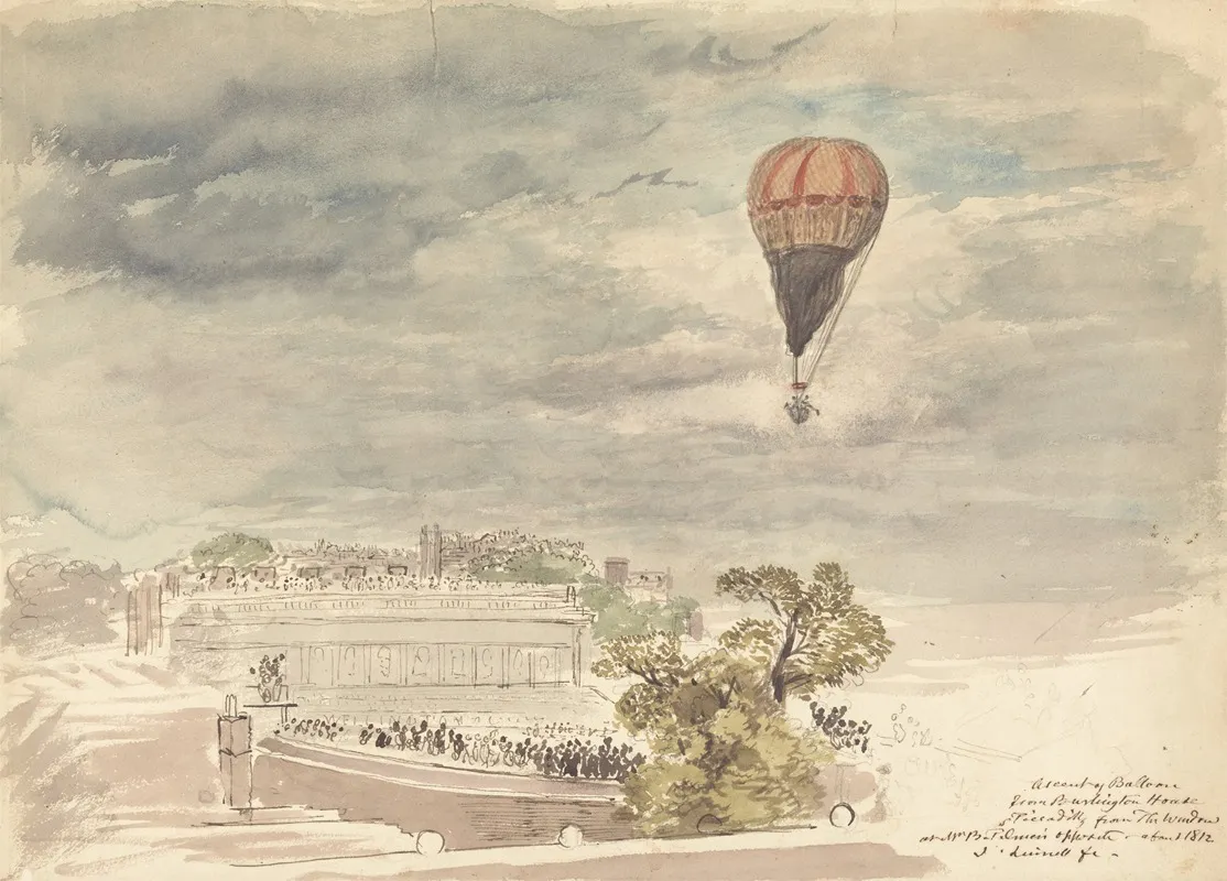 Ascent Of Balloon From Burlington House Piccadilly From The Window At Mr B Palmers Wall Art by John Linnell - High-Resolution Digital Print