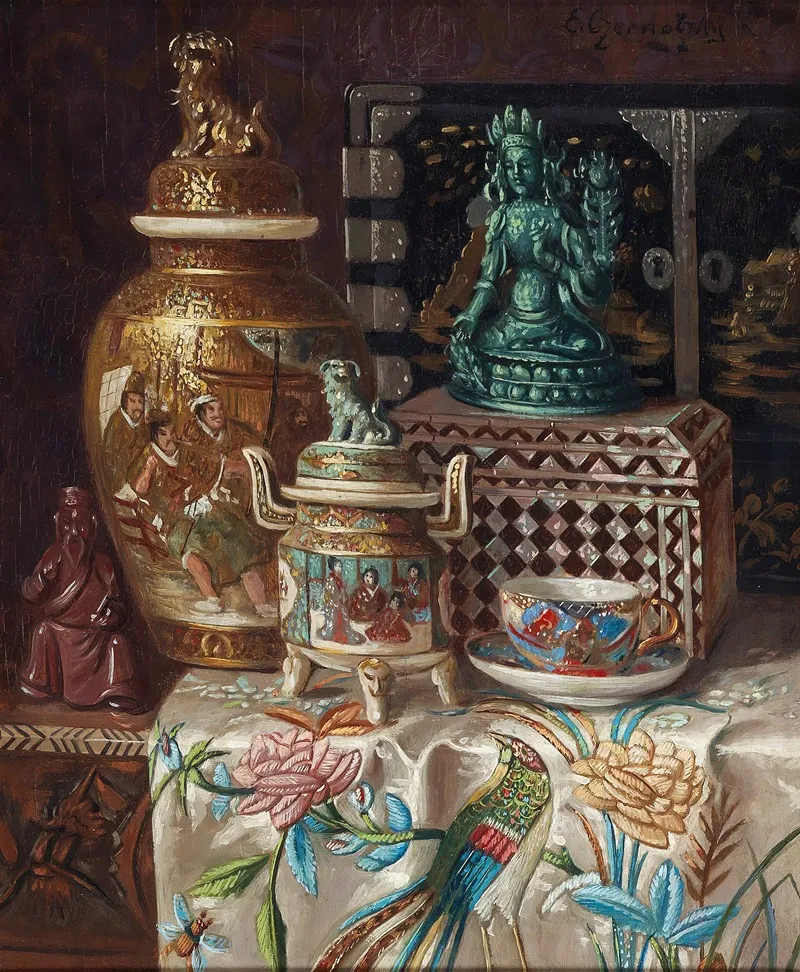 Asiatisches Tischstillleben Wall Art by Ernst Czernotzky - High-Resolution Digital Print