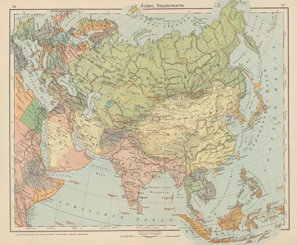Asien Staatenkarte Wall Art by Carl Diercke - High-Resolution Digital Print