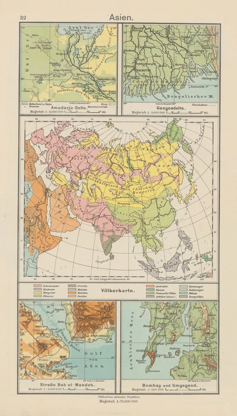 Asien Volkerkarte Wall Art by Carl Diercke - High-Resolution Digital Print