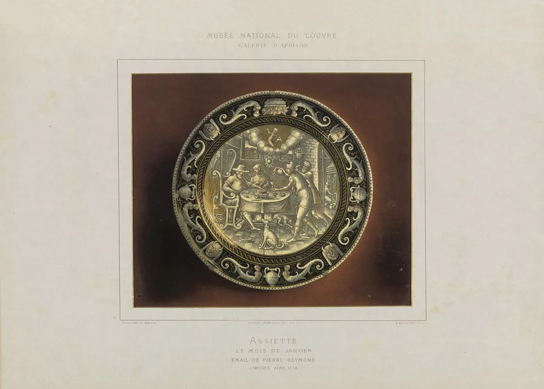 Assiette Le Mois De Janvier Email De Pierre Reymond Wall Art by Léon Vidal - High-Resolution Digital Print