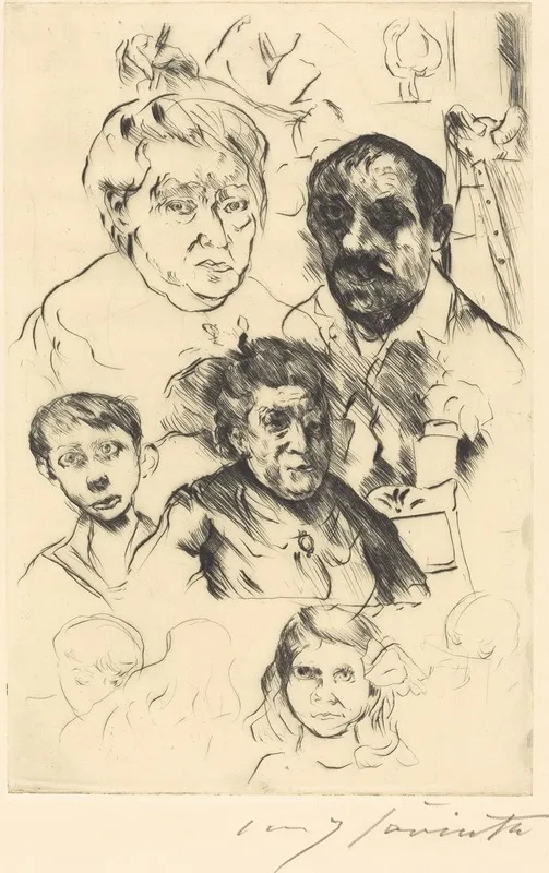 Assorted Heads And Self Portrait Verschiedene Kopfe Und Selbstbildnis Wall Art by Lovis Corinth - High-Resolution Digital Print