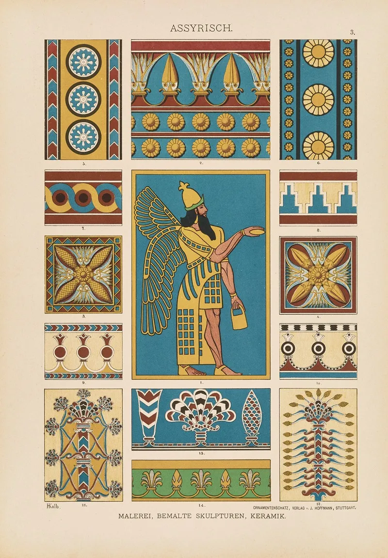 Assyrisch Malerei Bemalte Skulpturen Keramik Wall Art by Heinrich Dolmetsch - High-Resolution Digital Print