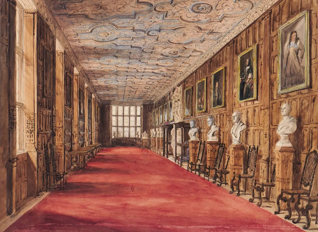 Aston Hall The Long Gallery Wall Art by Katherine Muirhead - High-Resolution Digital Print