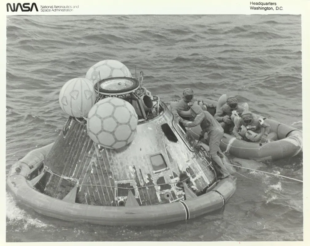 Astronauts In Lifeboat After Apollo 11 Splashdown Wall Art by NASA - High-Resolution Digital Print