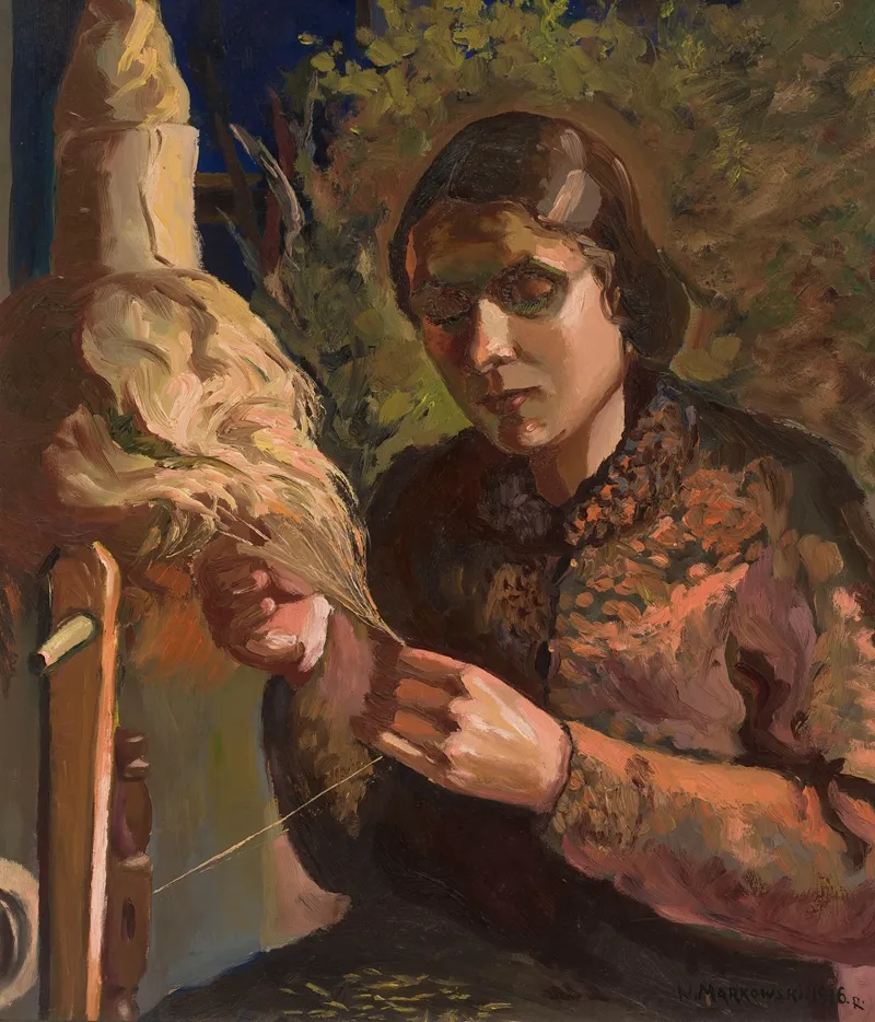 At A Distaff Wall Art by Wacław Markowski - High-Resolution Digital Print