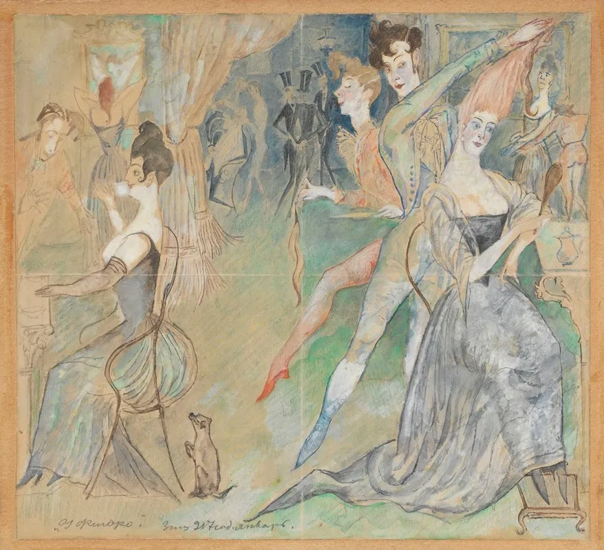 At Figaros At A Hairdressers Wall Art by Zygmunt Waliszewski - High-Resolution Digital Print