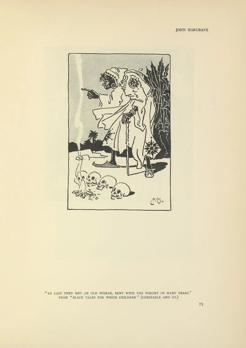 At Last They Met An Old Woman Bent With The Weight Of Many Years Black Tales For White Children Wall Art by John Hargrave - High-Resolution Digital Print