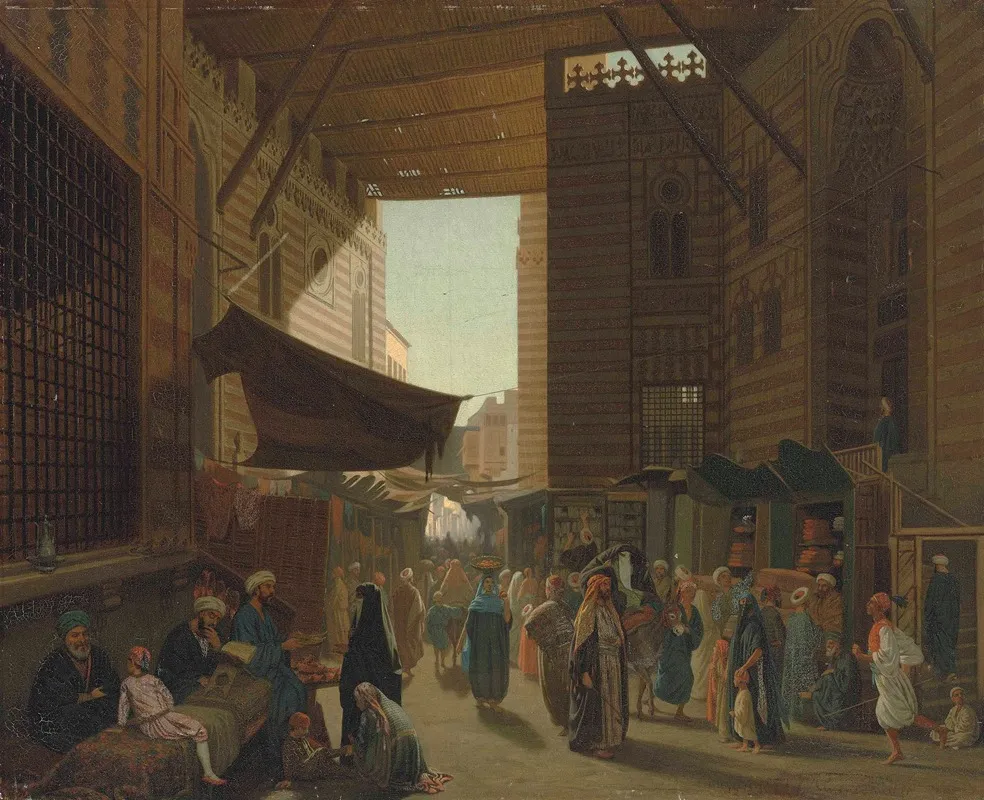 At The Bazaar Cairo Wall Art by Louis-Emile Pinel De Grandchamp - High-Resolution Digital Print