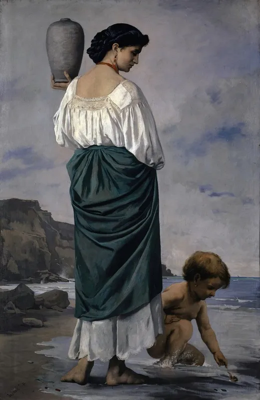 At The Beach Fisher Maiden In Antium Wall Art by Anselm Feuerbach - High-Resolution Digital Print