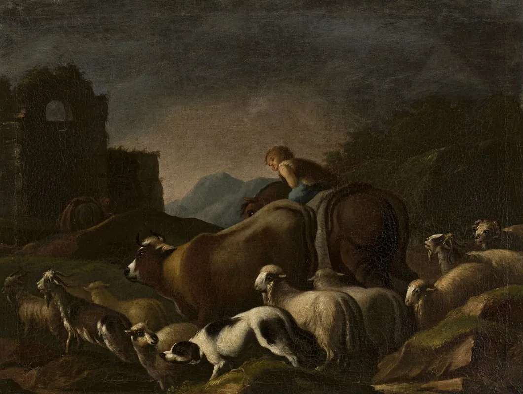 At The Ford Pastoral Scene Wall Art by Kilian Metzinger - High-Resolution Digital Print
