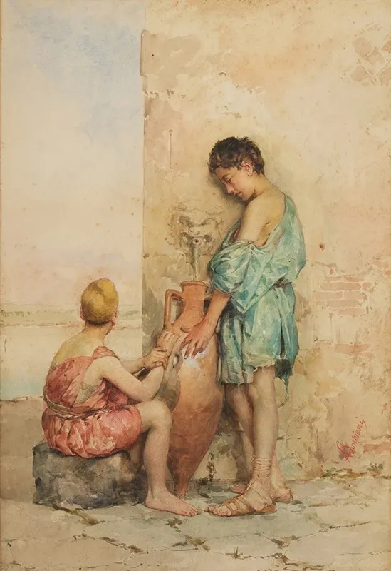 At The Fountain 6 Wall Art by Augusto Bompani - High-Resolution Digital Print