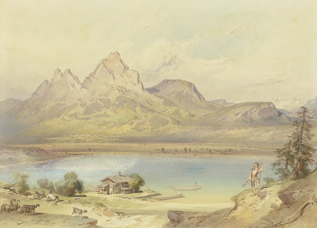 At The Lake Lucerne Wall Art by Leopold Rottmann - High-Resolution Digital Print
