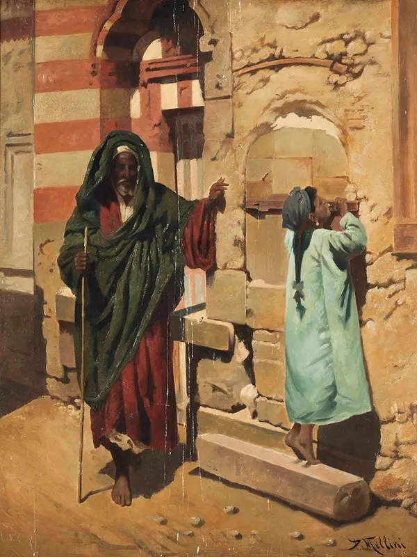 At The Mosque Door Wall Art by P. Mellini - High-Resolution Digital Print