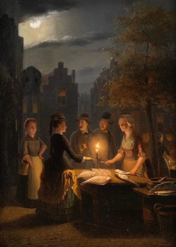 At The Night Market Wall Art by Pieter Gerardus Sjamaar - High-Resolution Digital Print