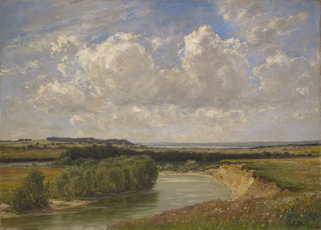 At The River Amper Wall Art by Adolf Stäbli - High-Resolution Digital Print