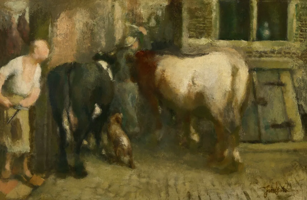 At The Slaughterhouse Wall Art by Jan Stobbaerts - High-Resolution Digital Print