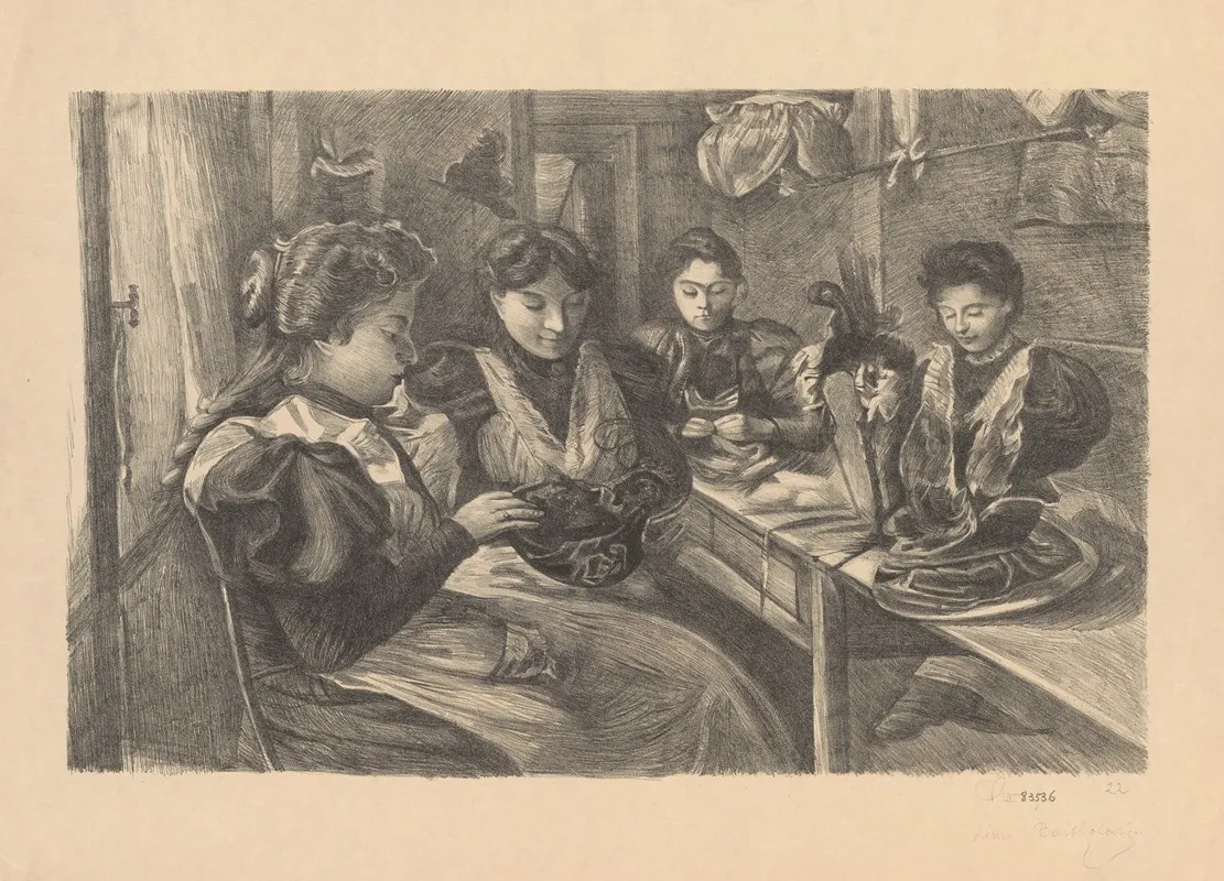 Atelier De Modistes A Bruxelles Vers 1900 Wall Art by Léon Bartholomé - High-Resolution Digital Print