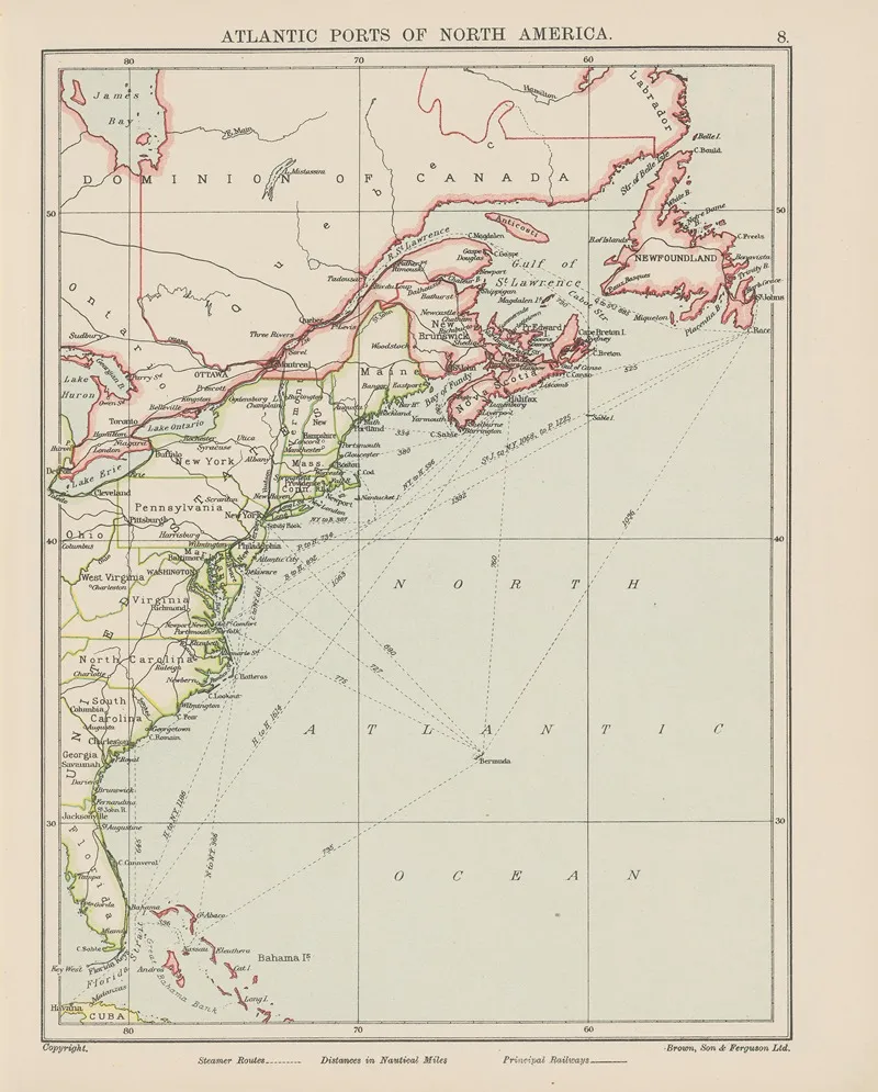 Atlantic Ports Of North America Wall Art by Brown, Son & Ferguson Ltd - High-Resolution Digital Print