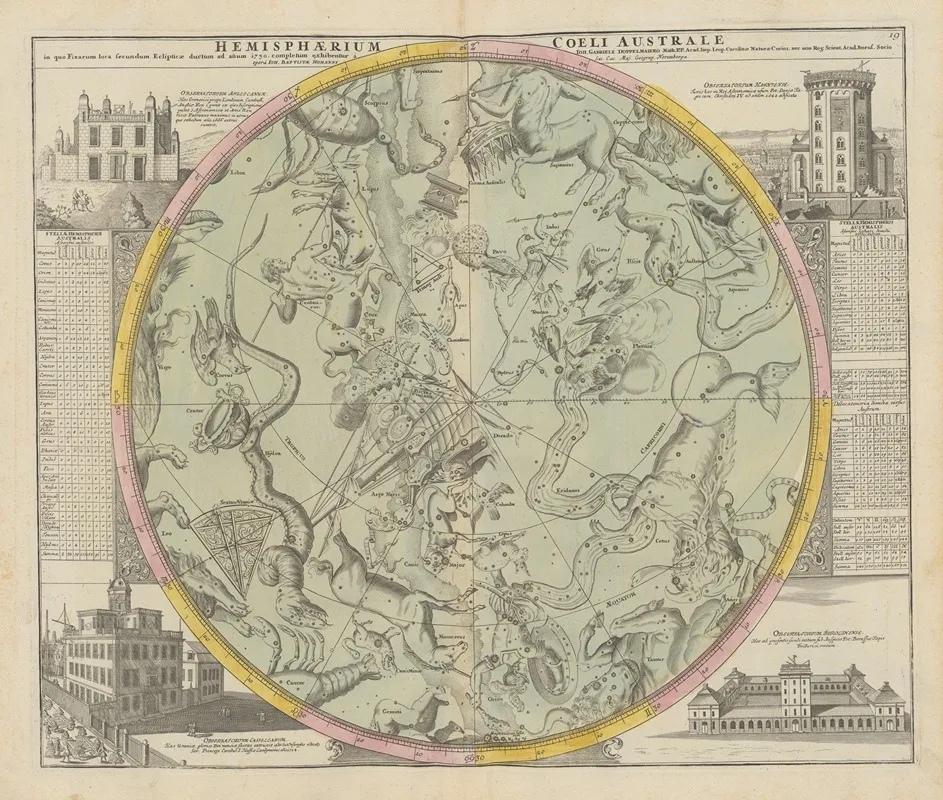 Atlas Coelestis Pl 19 Wall Art by Johann Gabriel Doppelmayr - High-Resolution Digital Print