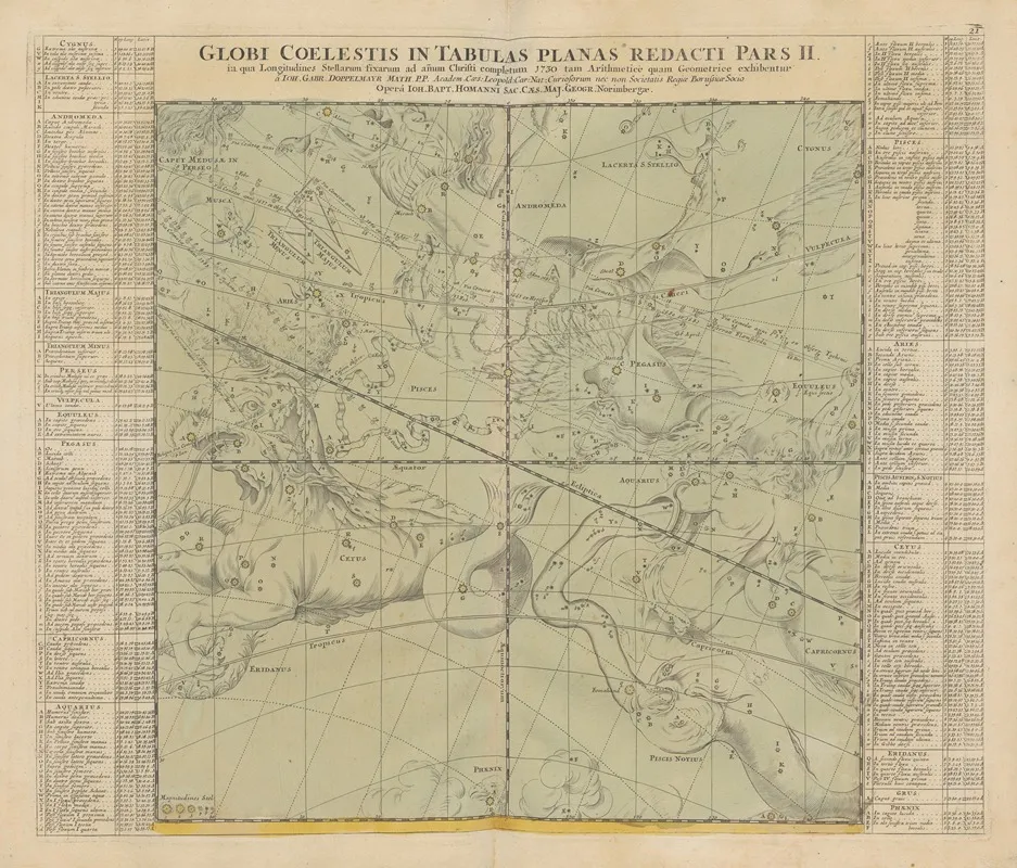 Atlas Coelestis Pl 21 Wall Art by Johann Gabriel Doppelmayr - High-Resolution Digital Print