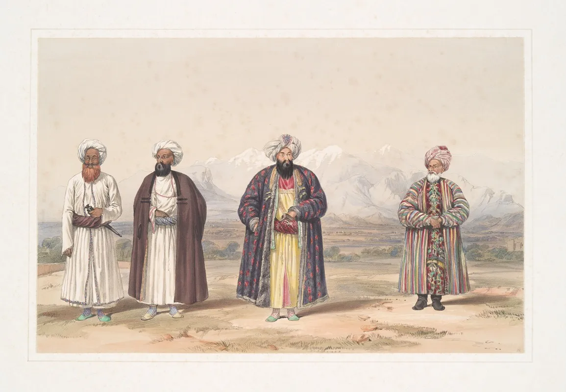 Atmaram Prime Minister Of The Chief Of Koondooz Naib Mahomed Shureef Gholam Mahomed Barukzye Jan Fishan Khan Pergamee Wall Art by James Atkinson - High-Resolution Digital Print