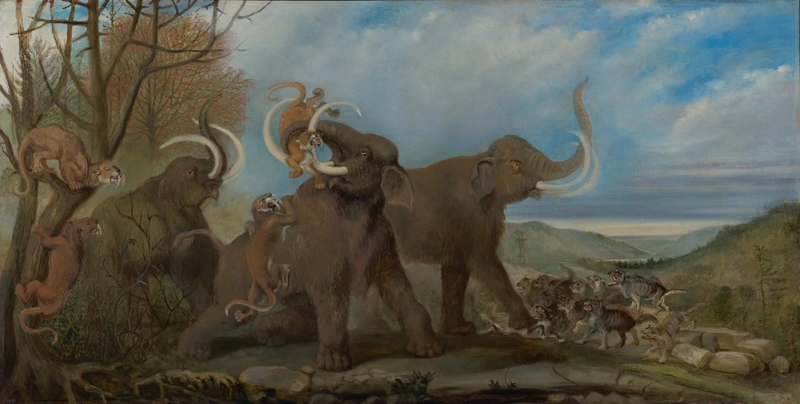 Attack In Pleistocene England Wall Art by Benjamin Waterhouse Hawkins - High-Resolution Digital Print